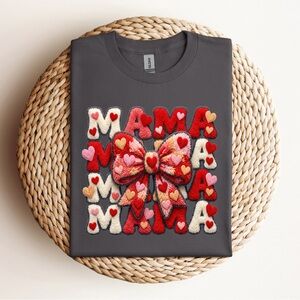 Valentines Mama Faux Yarn T-Shirt